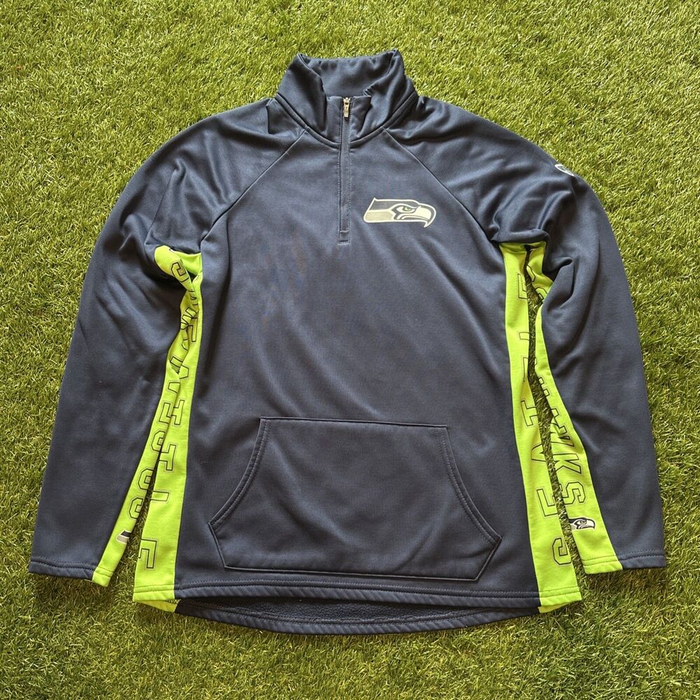 Hands High NFL Seattle Seahawks Men’s Size Small 1/4 Zip Navy Pocket Sweatshirt